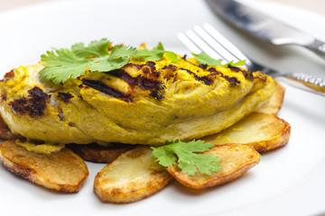 chicken meat in yoghurt marinade