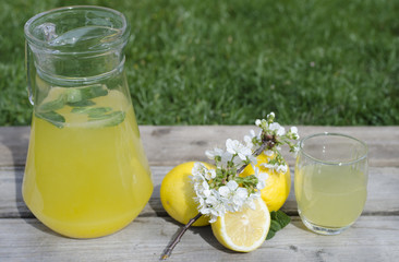 Lemonade with mint and lemons