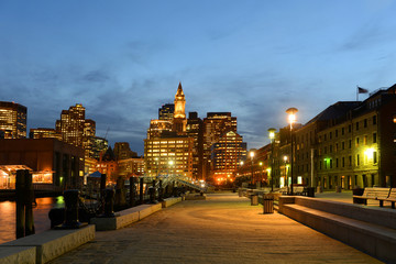 Fototapeta na wymiar Boston Custom House at night, USA