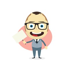 businessman holding blank sign