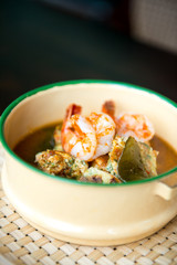 Thai traditional dish prawn with omelette.