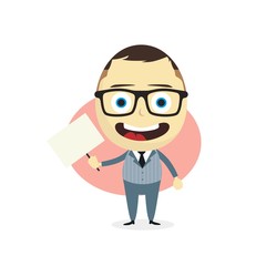 businessman holding blank sign