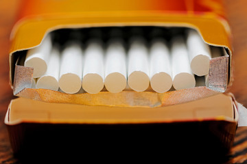 Cigarettes in orange bundle