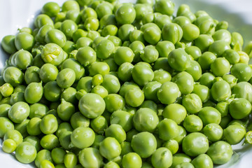 close up of fresh green peas