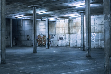 Interior of an undercover parking area