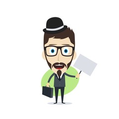 businessman holding blank sign