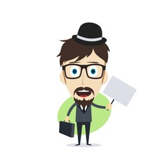 businessman holding blank sign