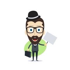 businessman holding blank sign