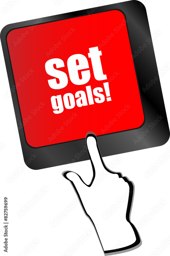 Poster set goals button on keyboard - business concept vector