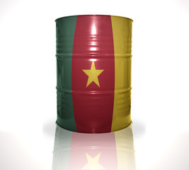 barrel with cameroon flag on the white background