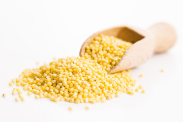 Heap of millet groats on white