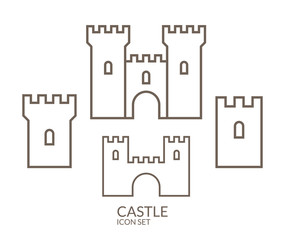 Castle. Icon set. Outline