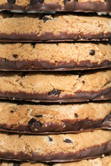 Chocolate cookies stack detail, macro