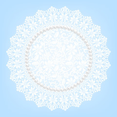 lace fabric doily and pearls