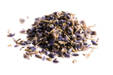 Lavender Herb Bud Flower tea Heap pile surface top view isolated