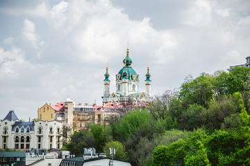 Fototapeta na wymiar Church on the hill in Kiev