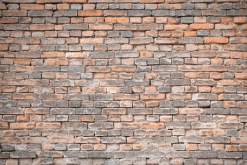 Old weathered orange brick wall texture