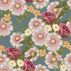 Seamless floral pattern, flower vector illustration
