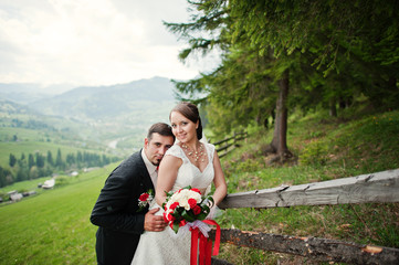 wedding couple in the Carpathian Mountains