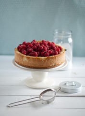 cheesecake with coconut and raspberry