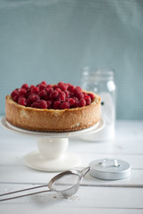 cheesecake with coconut and raspberry