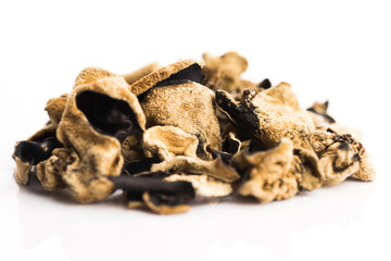 Asian dry mushrooms heap isolated