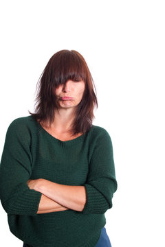 bockige Frau mit Schmollmund