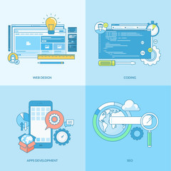 Set of line icons for web design and development