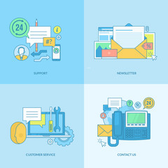 Set of line concept icons with flat design elements