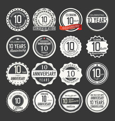 Anniversary retro labels 10 years collection
