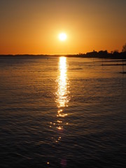 Fototapeta na wymiar Abendsonne am Strand der Elbe 