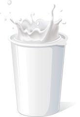 vector splash of milk in cup - illustration isolated on white 