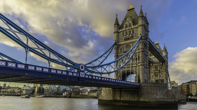 Timelapse view of Tower bridge, London at sunset