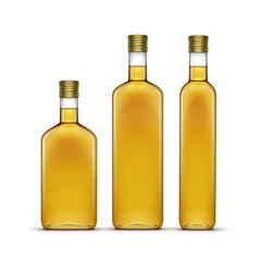 Vector Set of Olive or Sunflower Oil Glass Bottles