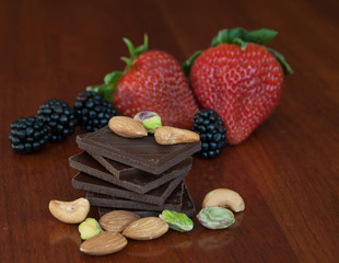 Chocolate, nuts and berries