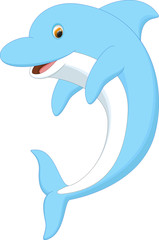 cute blue dolphin cartoon jumping