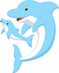 Fototapeta premium cute dolphin mother and baby