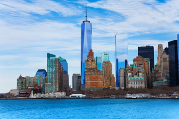 Naklejka premium New York skyscrapers with one world trade center
