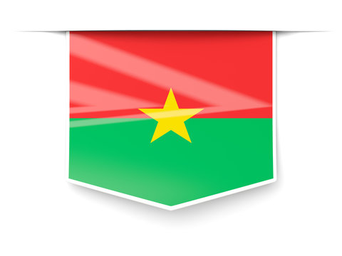 Square Label With Flag Of Burkina Faso