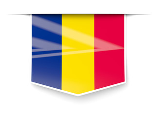 Square label with flag of chad