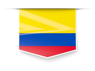 Naklejka premium Square label with flag of colombia