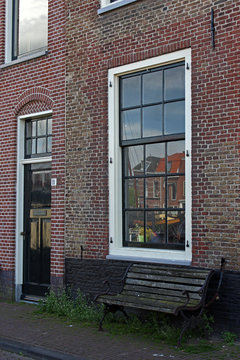 Oude gevel in binnenstad Leiden