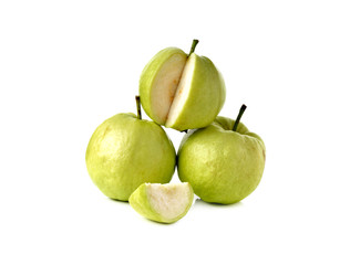 guava with stem on white background