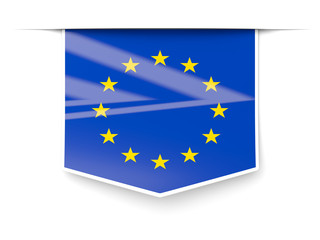 Square label with flag of european union
