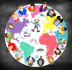 World Kids Journey Adventure Imagination Travel Concept