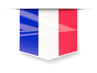 Square label with flag of france
