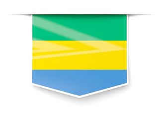 Square label with flag of gabon