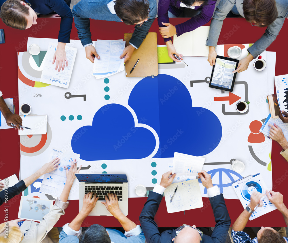 Poster cloud computing network online internet storage concept