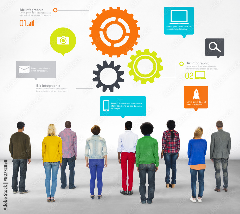Poster team teamwork cog functionality technology business concept