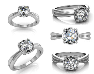 Set Of Wedding Ring with Diamond. Fashion Jewelry background